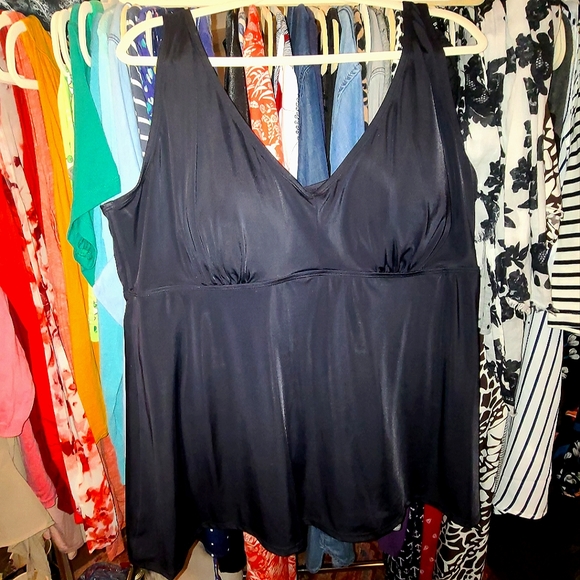 Swimsuits For All Other - Black Swimsuits For All Shore Club Black Adjustable Strap Tankini Top, size 28